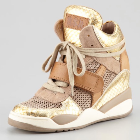 Ash Shoes - Ash Gold Mesh Wedge Sneaker